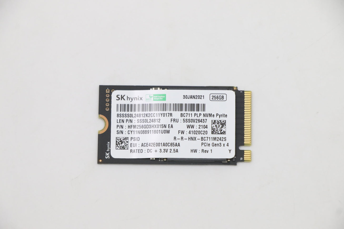 Lenovo SSD 256GB, M.2, 2242, PCIe 3x4, Standard, SK Hynix - 5SS0V26437