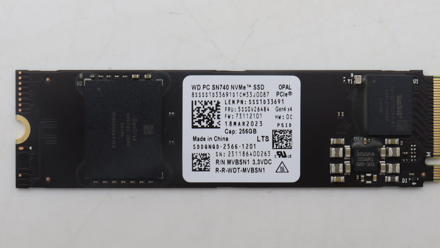 Lenovo 256GB SSD, M.2, PCIe 4x4, OPAL, WD - 5SS0V26484
