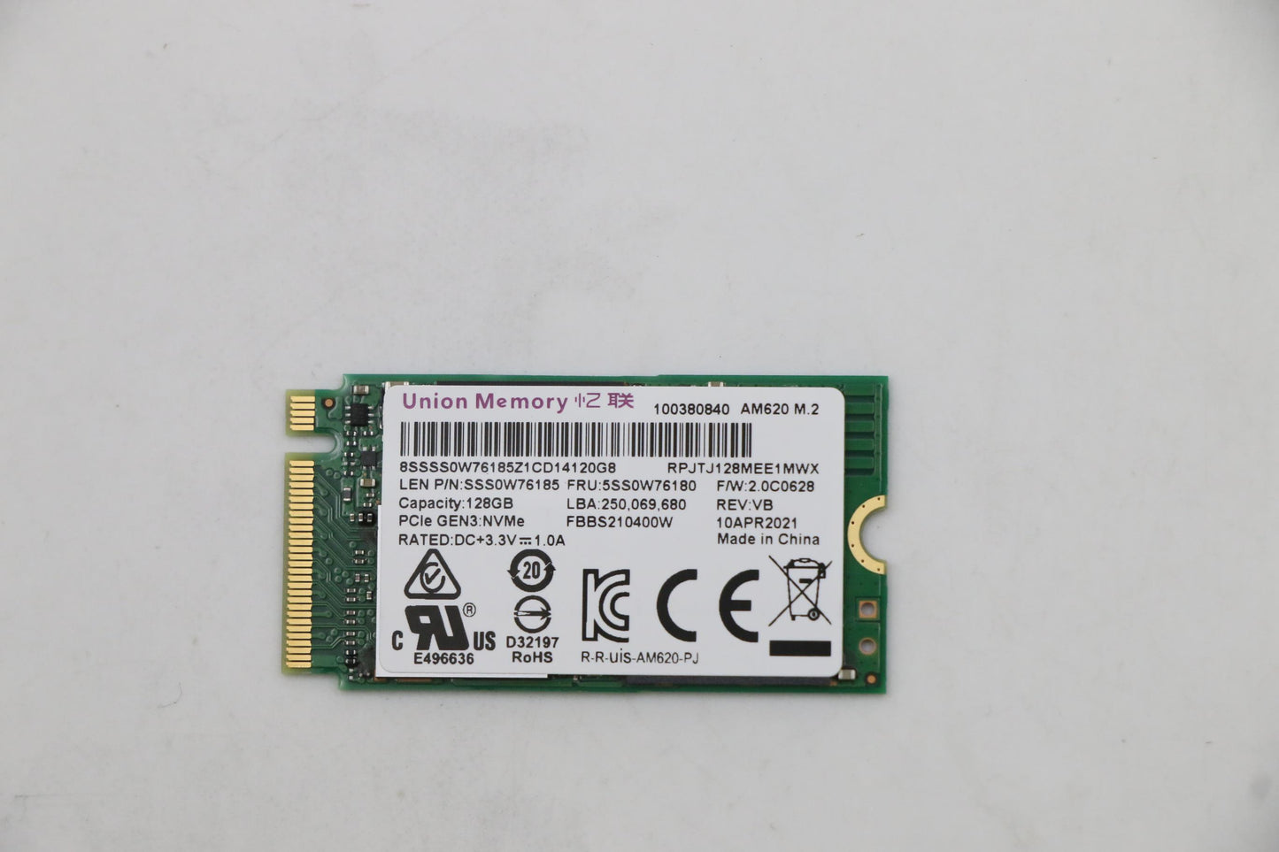 Lenovo 128GB SSD, M.2, 2242, PCIe3x4, Standard, UMIS - 5SS0W76180
