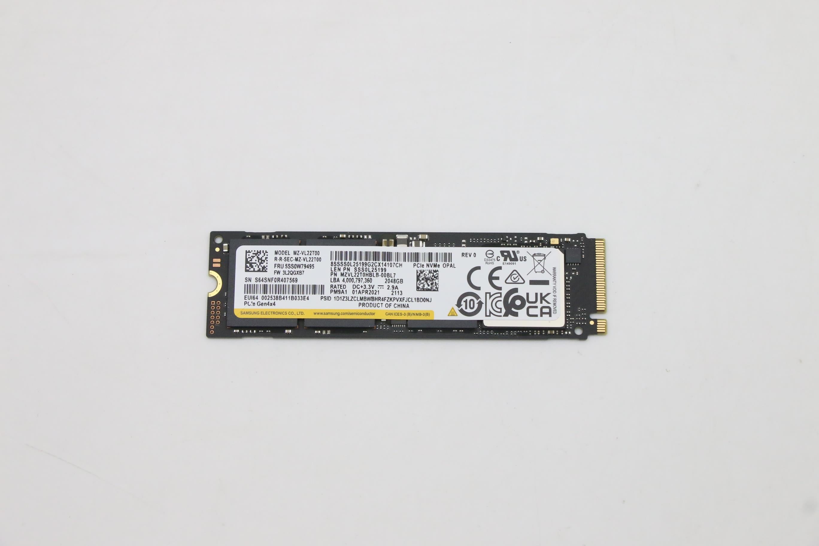 Lenovo SSD 2TB, M.2, 2280, PCIe 4x4, OPAL, Samsung - 5SS0W79495