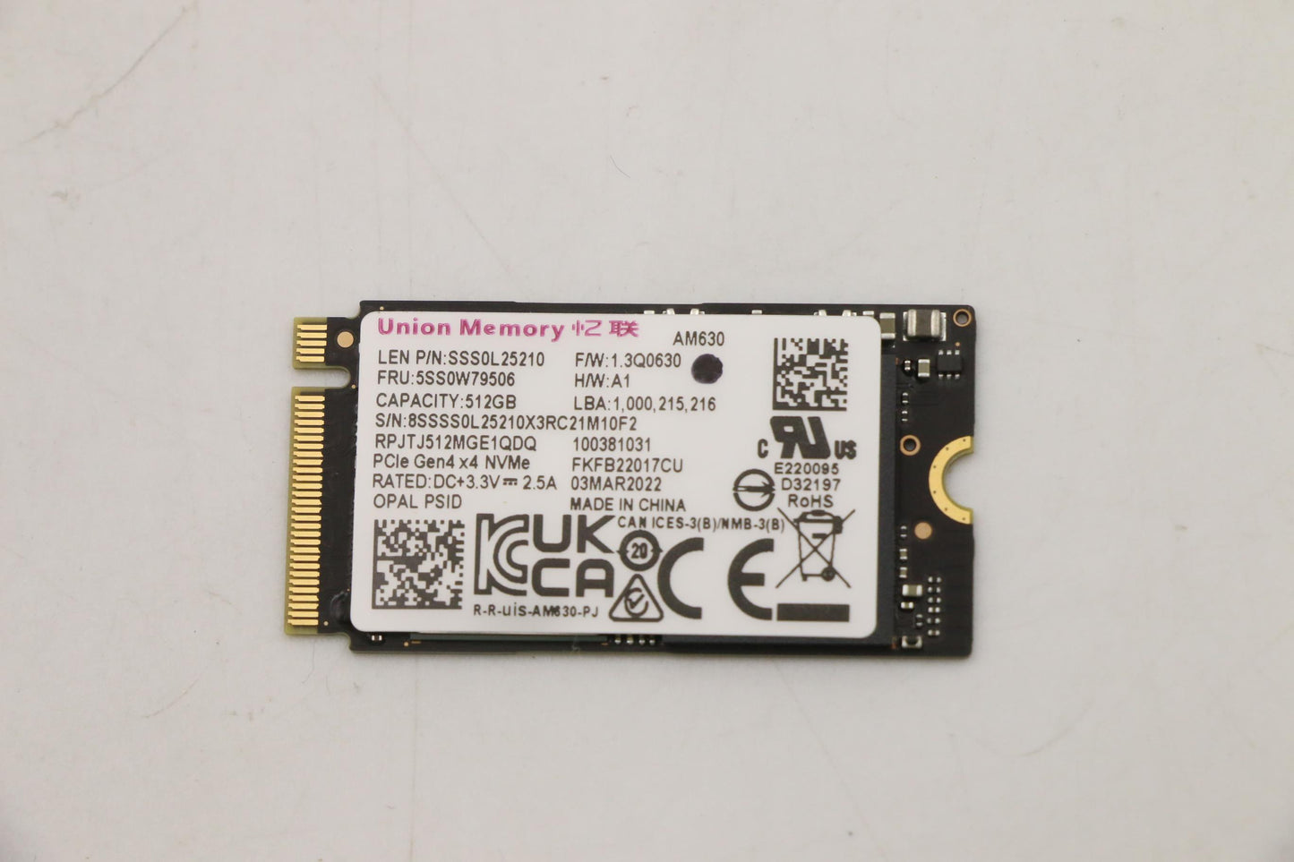 Lenovo SSD 512GB, M.2, 2242, PCIe 4x4, OPAL, UMIS - 5SS0W79506