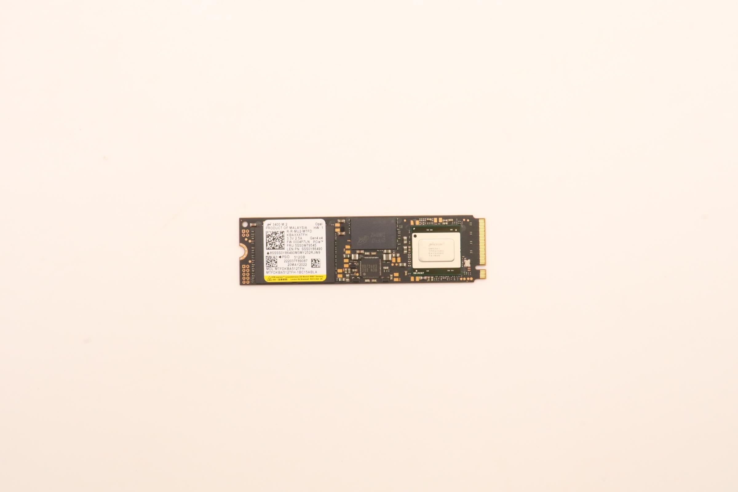Lenovo 512GB M.2 SSD, PCIe 4x4, OPAL, Micron - 5SS0W79545– LenovoPart