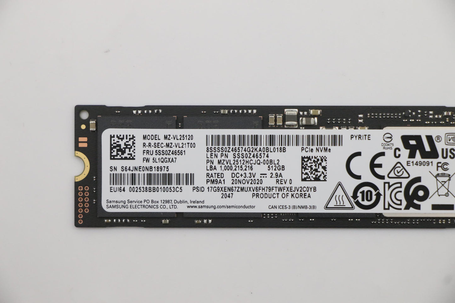Lenovo 512GB SSD, M.2 2280, PCIe 4x4, Samsung - 5SS0Z46561