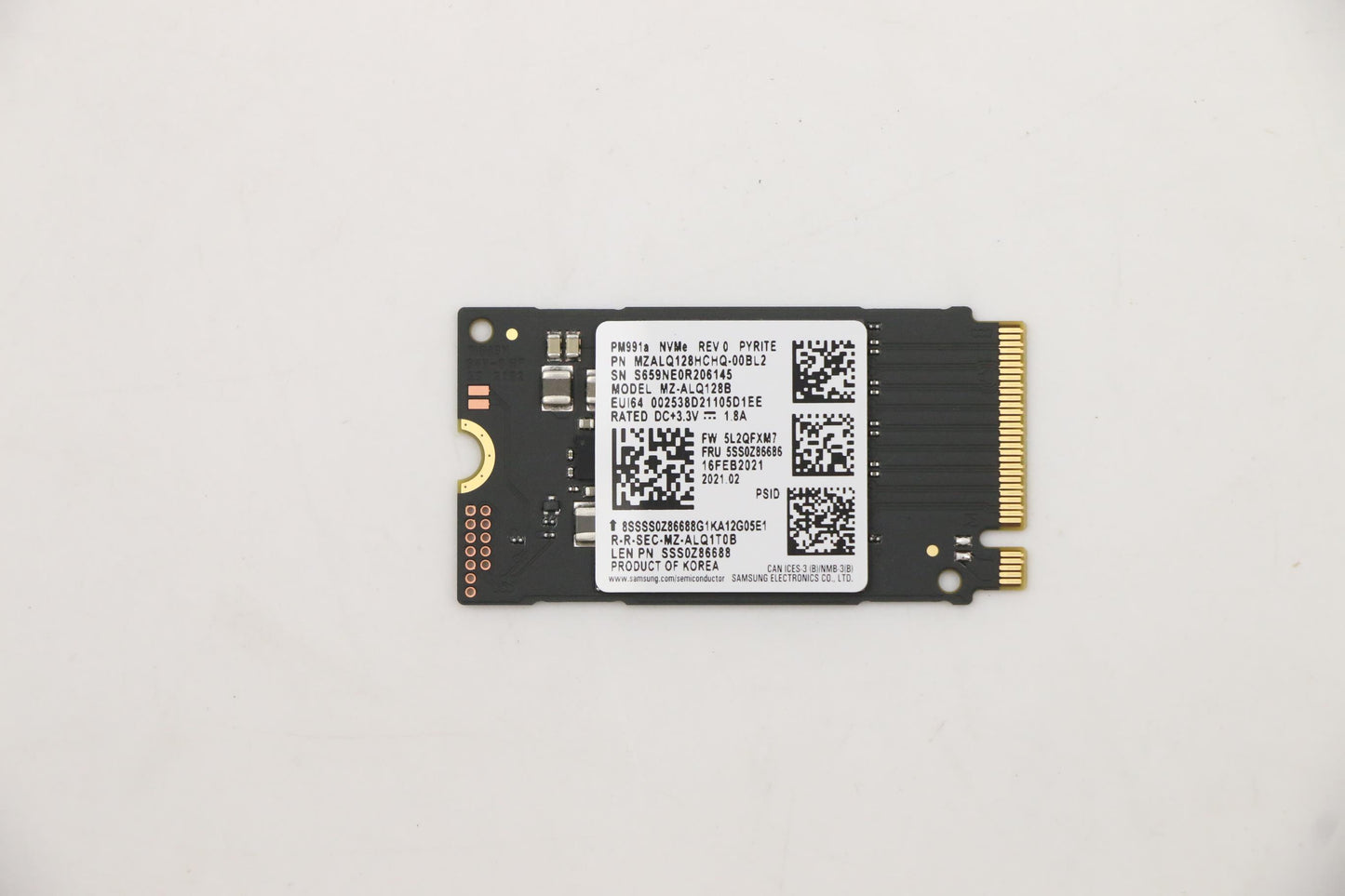Lenovo SSD 128G, M.2, 2242, PCIe 3x4, Standard, Samsung - 5SS0Z86686