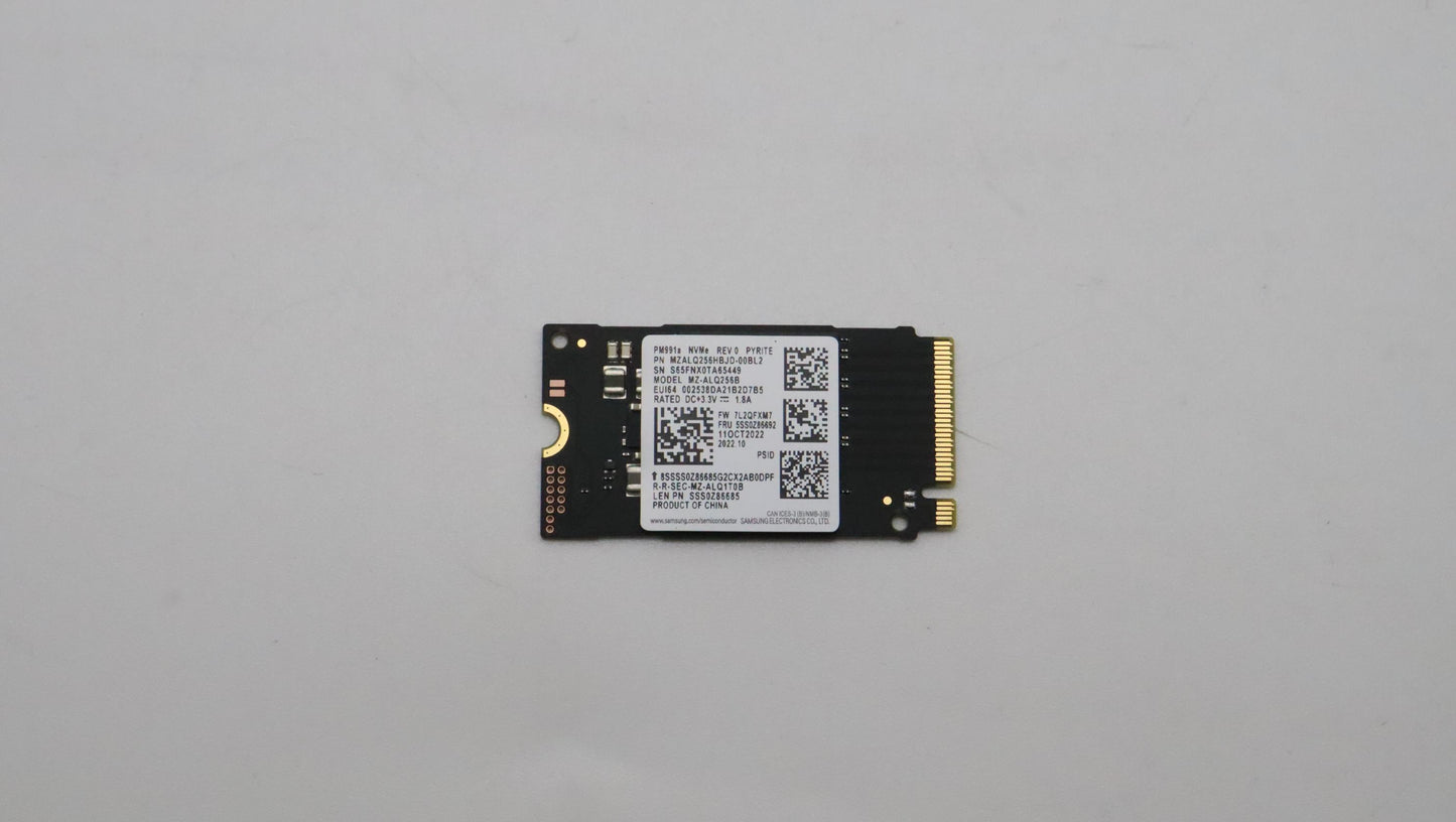 Lenovo 256GB SSD, M.2, 2242, PCIe3X4, STD, Samsung - 5SS0Z86692