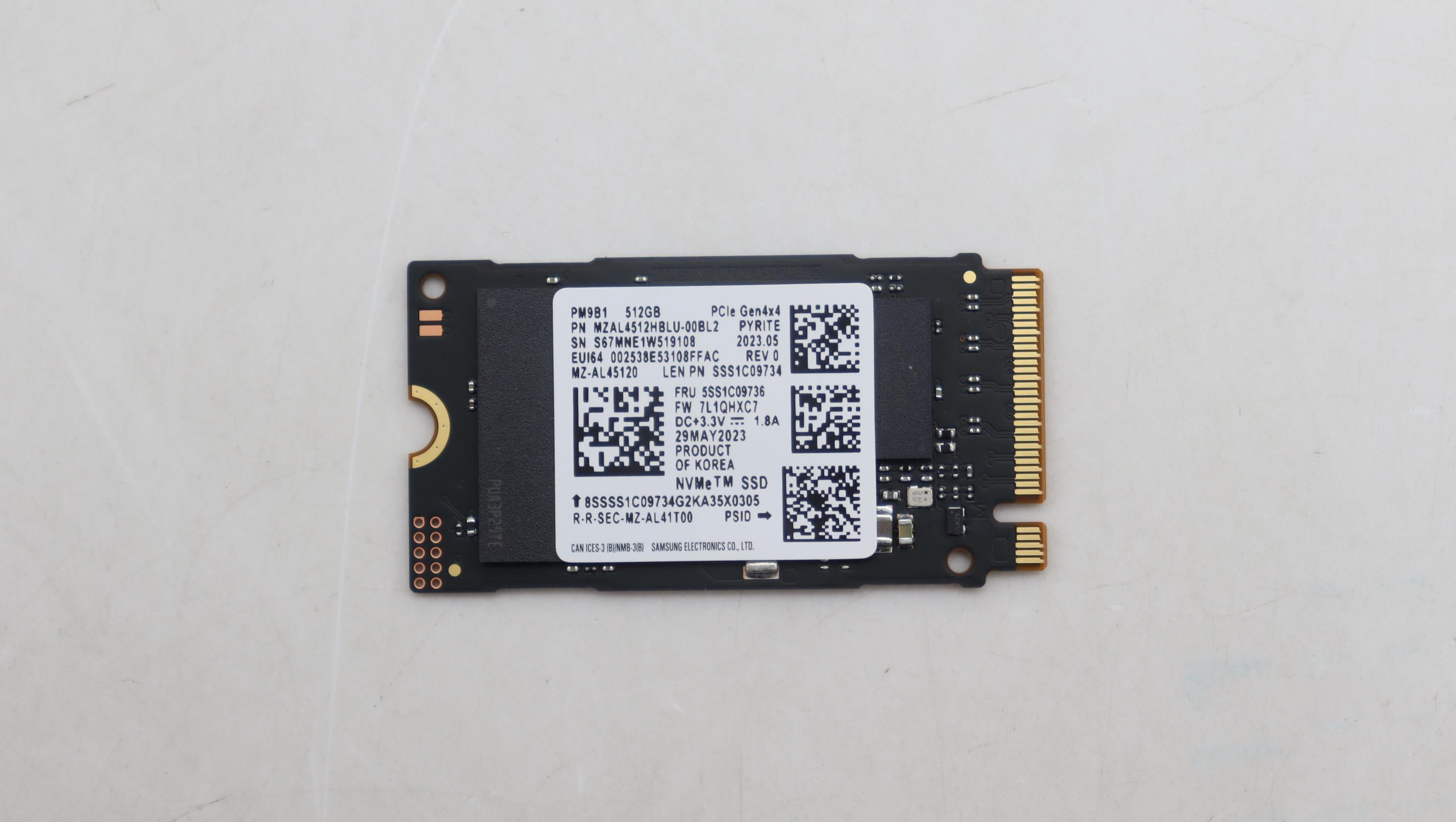 Lenovo SSD 512GB, M.2, 2242, PCIe 4x4, Standard, Samsung