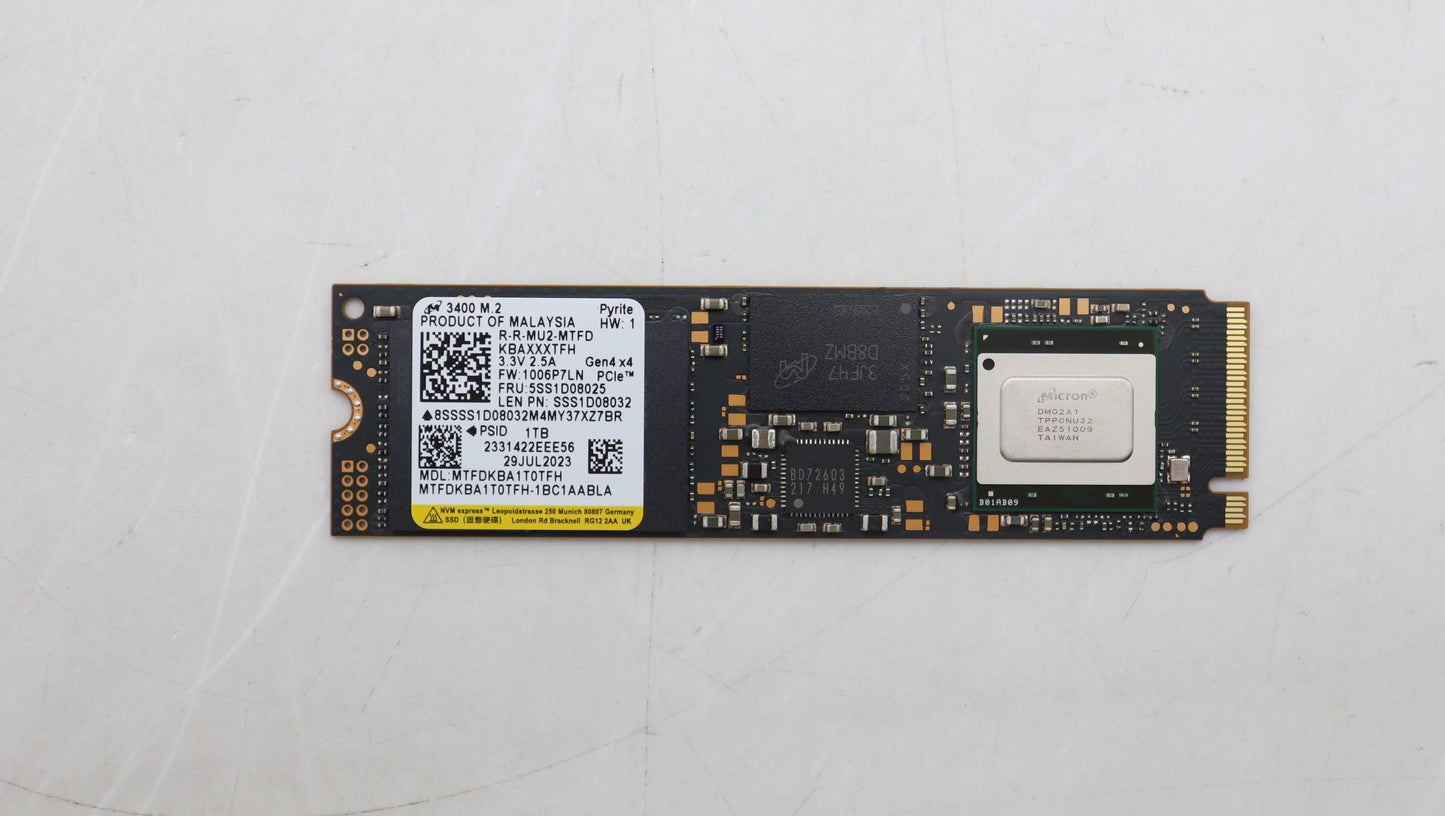 Lenovo 1TB SSD, M.2 2280, PCIe Gen4 x4, Standard, MICRON - 5SS1D08025