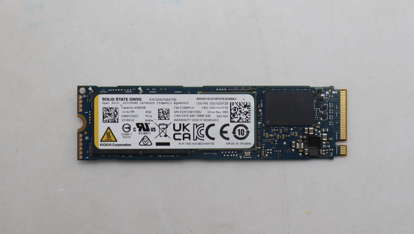 Lenovo 4TB SSD, M.2 2280, PCIe 4x4, OPAL, Kioxia - 5SS1D33779