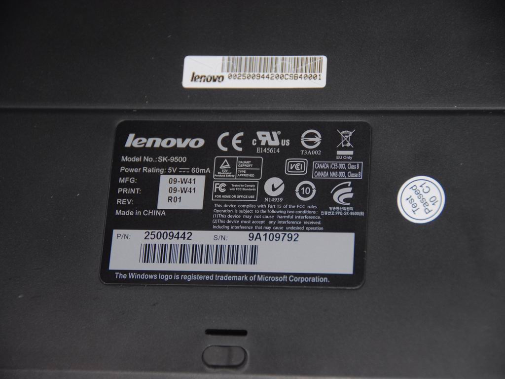 Lenovo Kb Liteon Lxh Sk9500 Fn Ps2 - 25009442