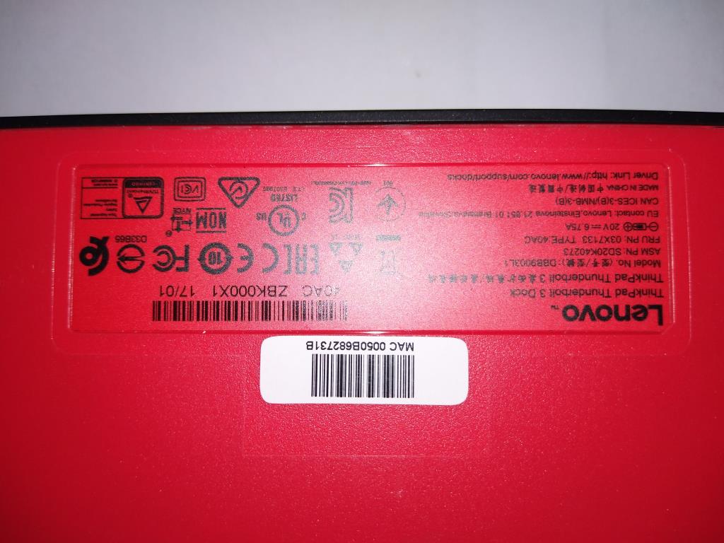 Lenovo Thinkpad Thunderbolt 3 Dock - - 03X7133