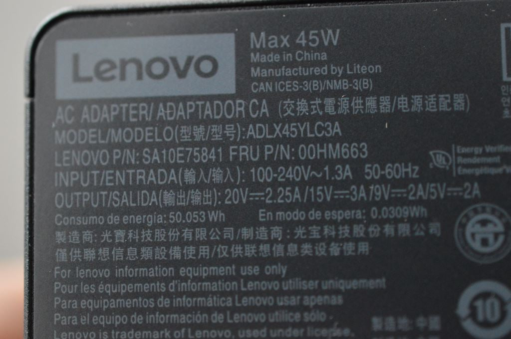 Lenovo Pd, 45W, 20/15/9/5V, 3P, Ww, L - 00HM663