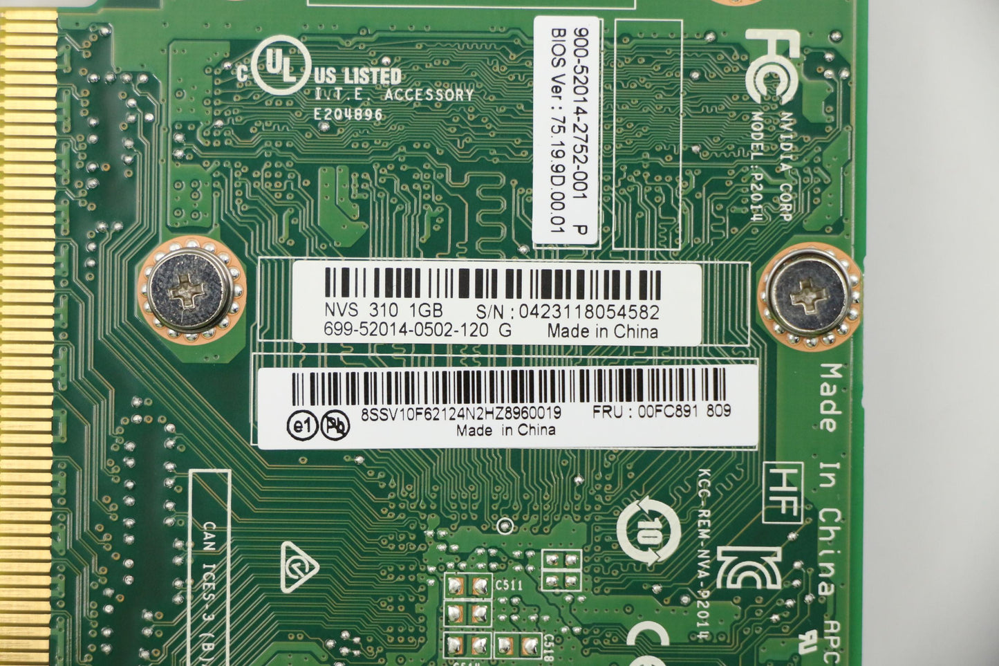 Lenovo Video Card Nvs310(Dpx2) 1Gb Dd - 00FC891