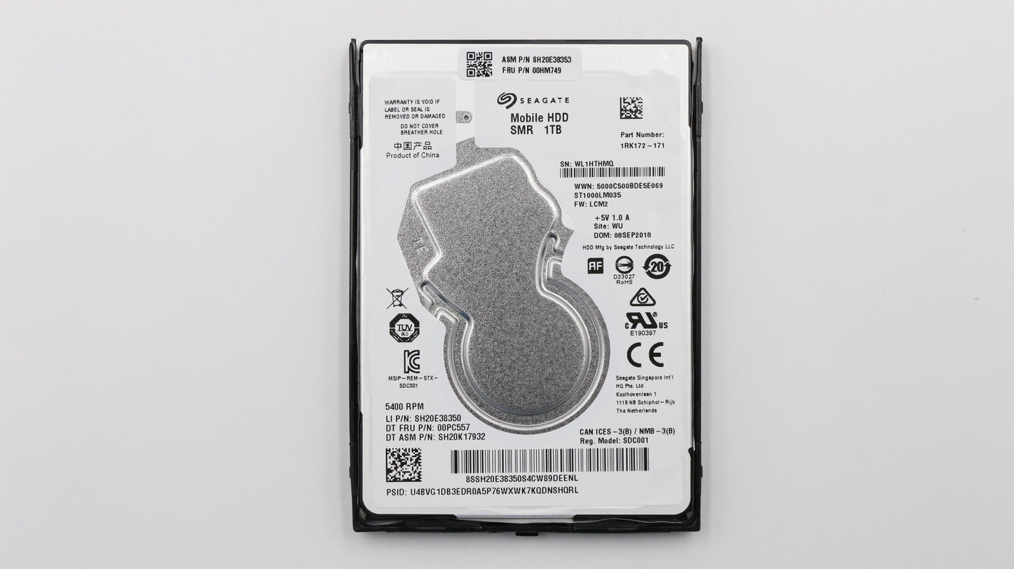Lenovo Hdd Asm 1Tb, 5400, 7Mm, Seag, - 00HM749