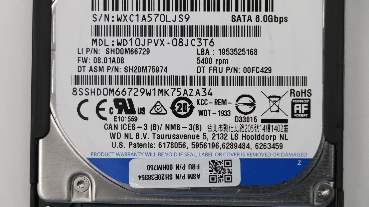 Lenovo Hdd,1Tb,5400,9.5Mm,Wd,Sata3 - 00HM750