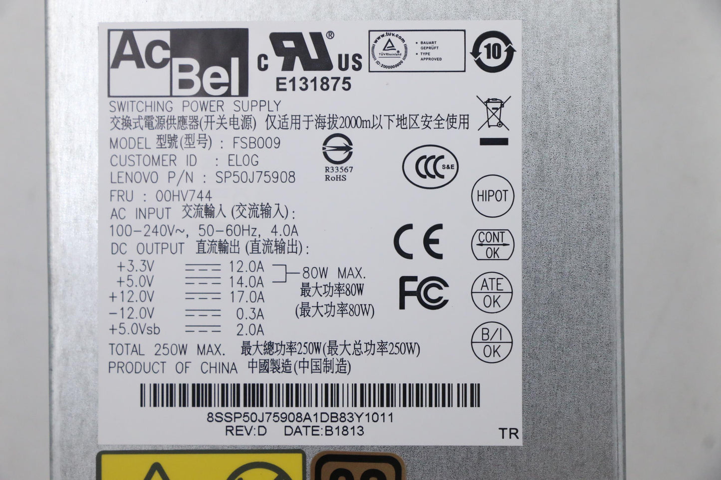 Lenovo Power Supply Acbel Fsb009-El0G - 00HV744