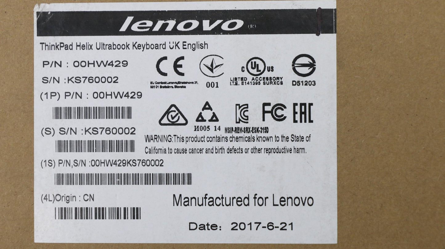 Lenovo Ki Keyboards Internal - 00HW429