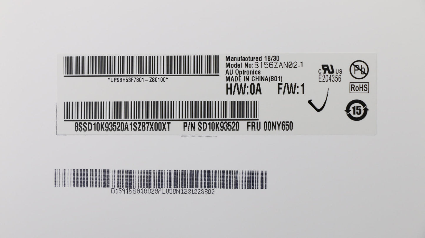 Lenovo Auo15.6Uhd Ips Ag For Cs - 00NY651