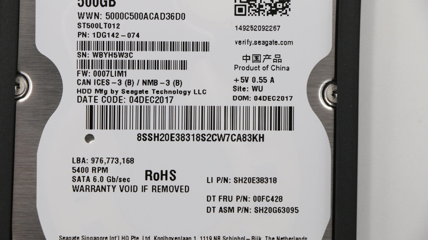 Lenovo Hd Hard Drives - 00PA956