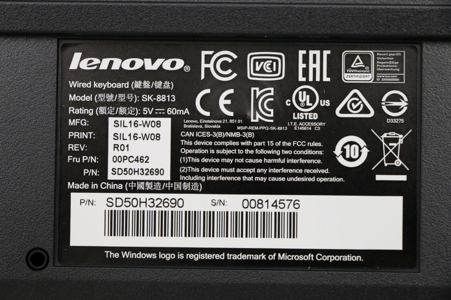 Lenovo Dt Kyb - 00PC462
