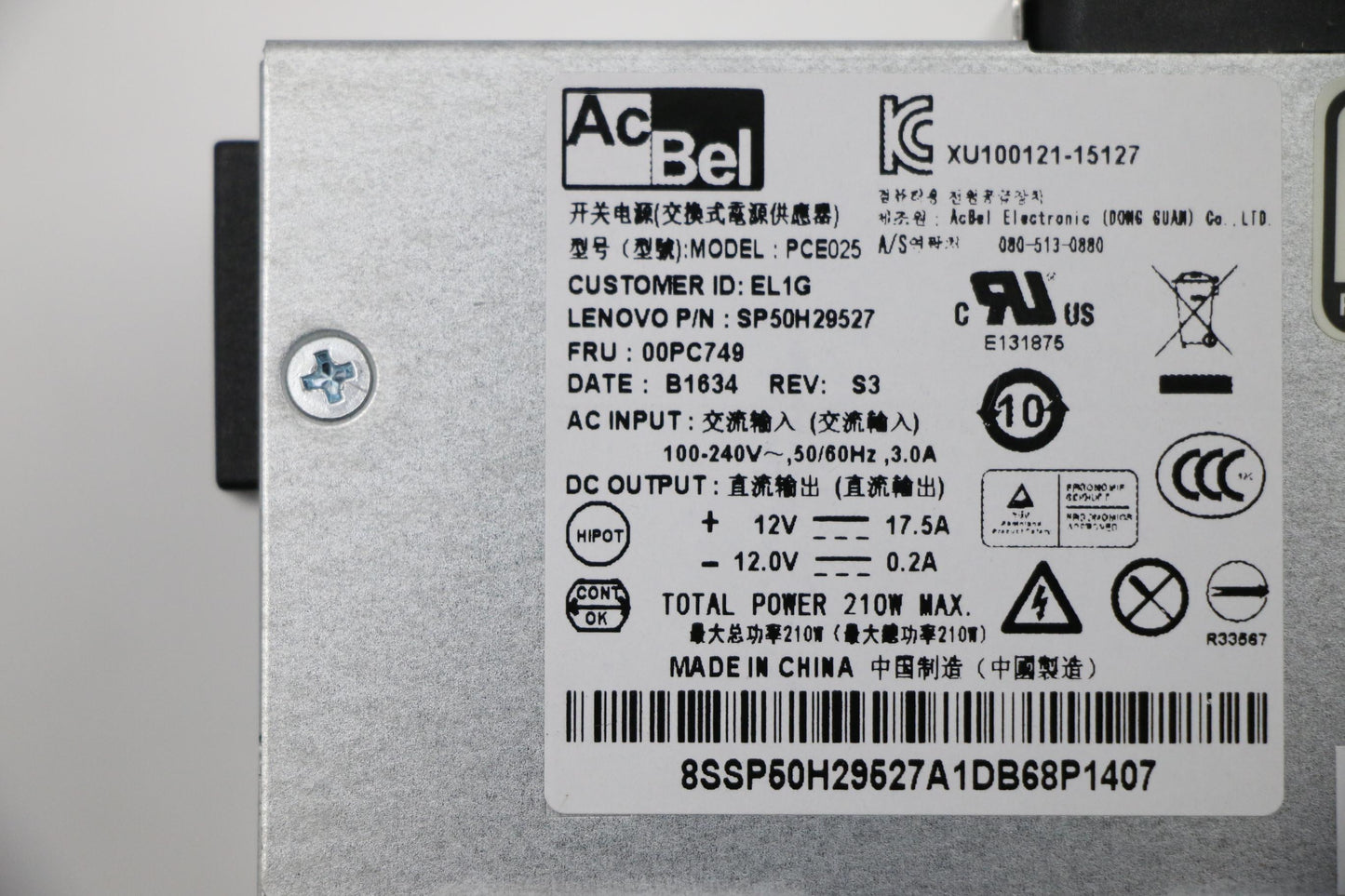 Lenovo 100-240Vac,Sff 210W Psu - 00PC749