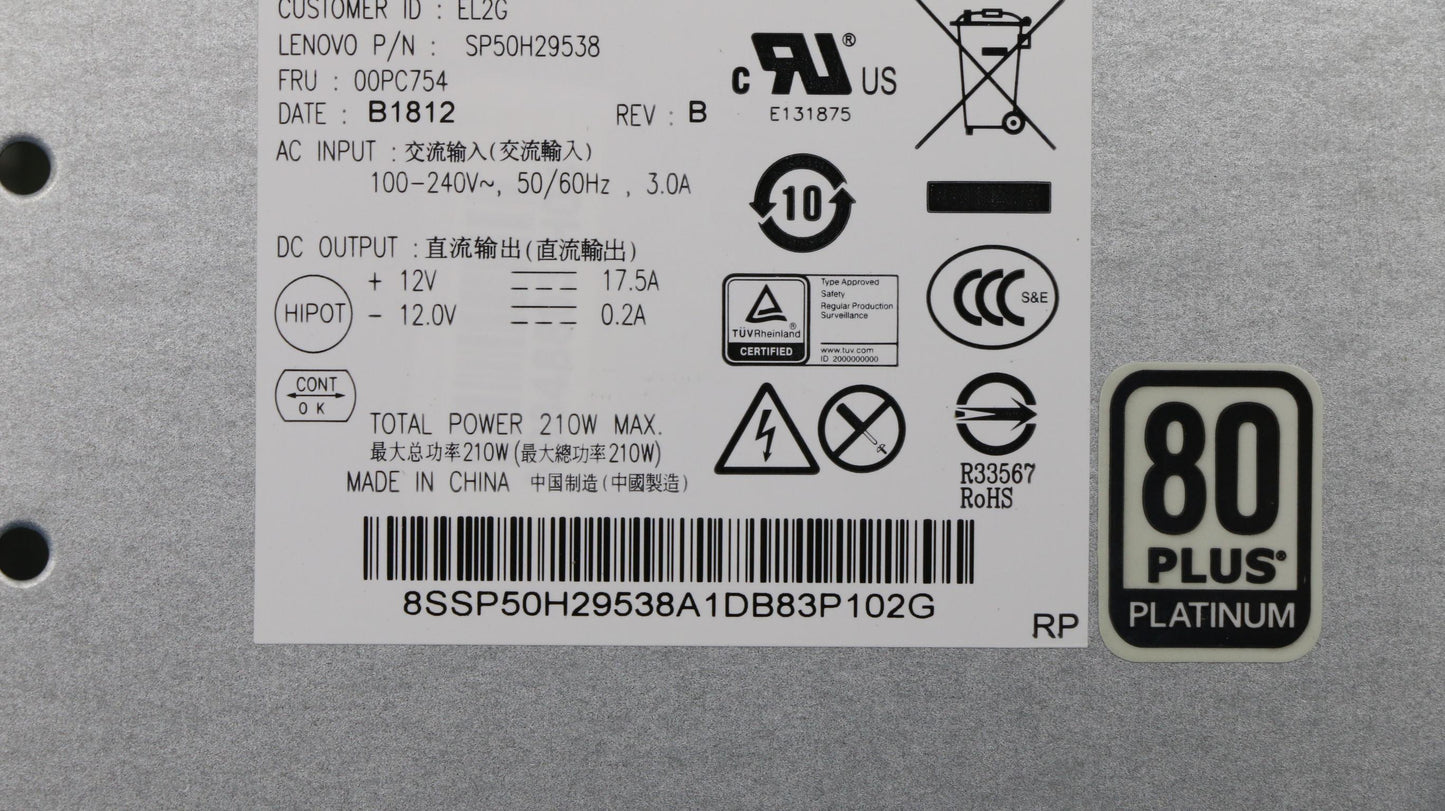 Lenovo 100-240Vac,Sff 210W Psu - 00PC754