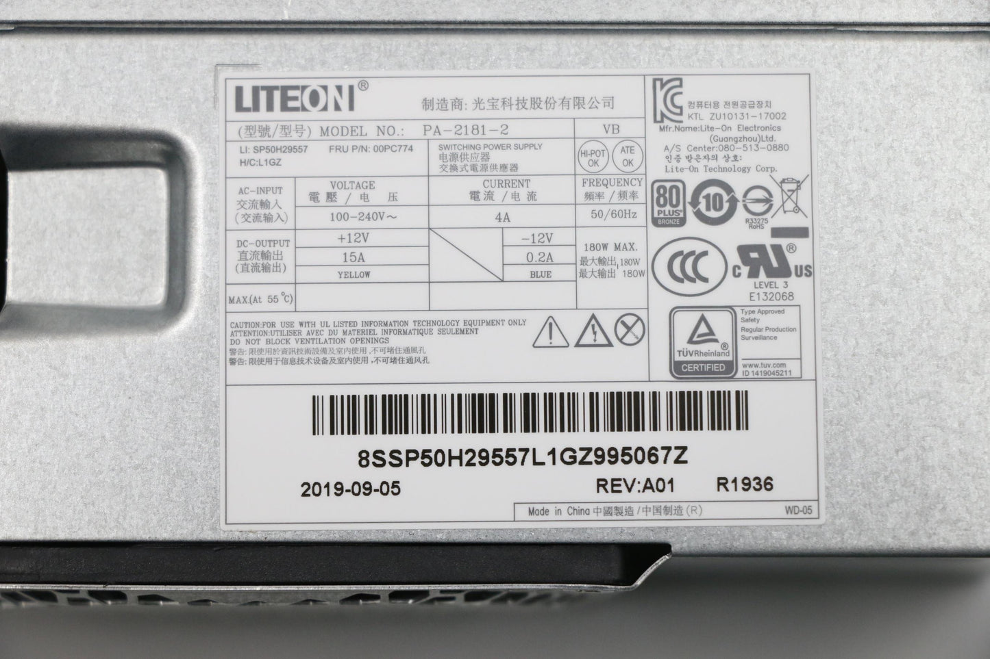 Lenovo Pa-2181-2Vb Liteon Pwr_Supply, - 00PC774