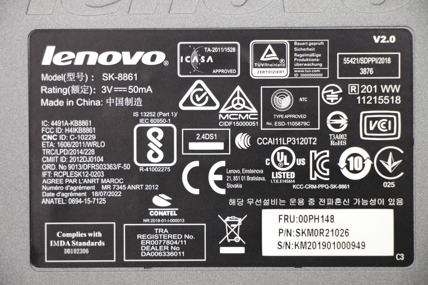 Lenovo Liteon Sb8861 2.4G Km Kit Iron - 00PH148