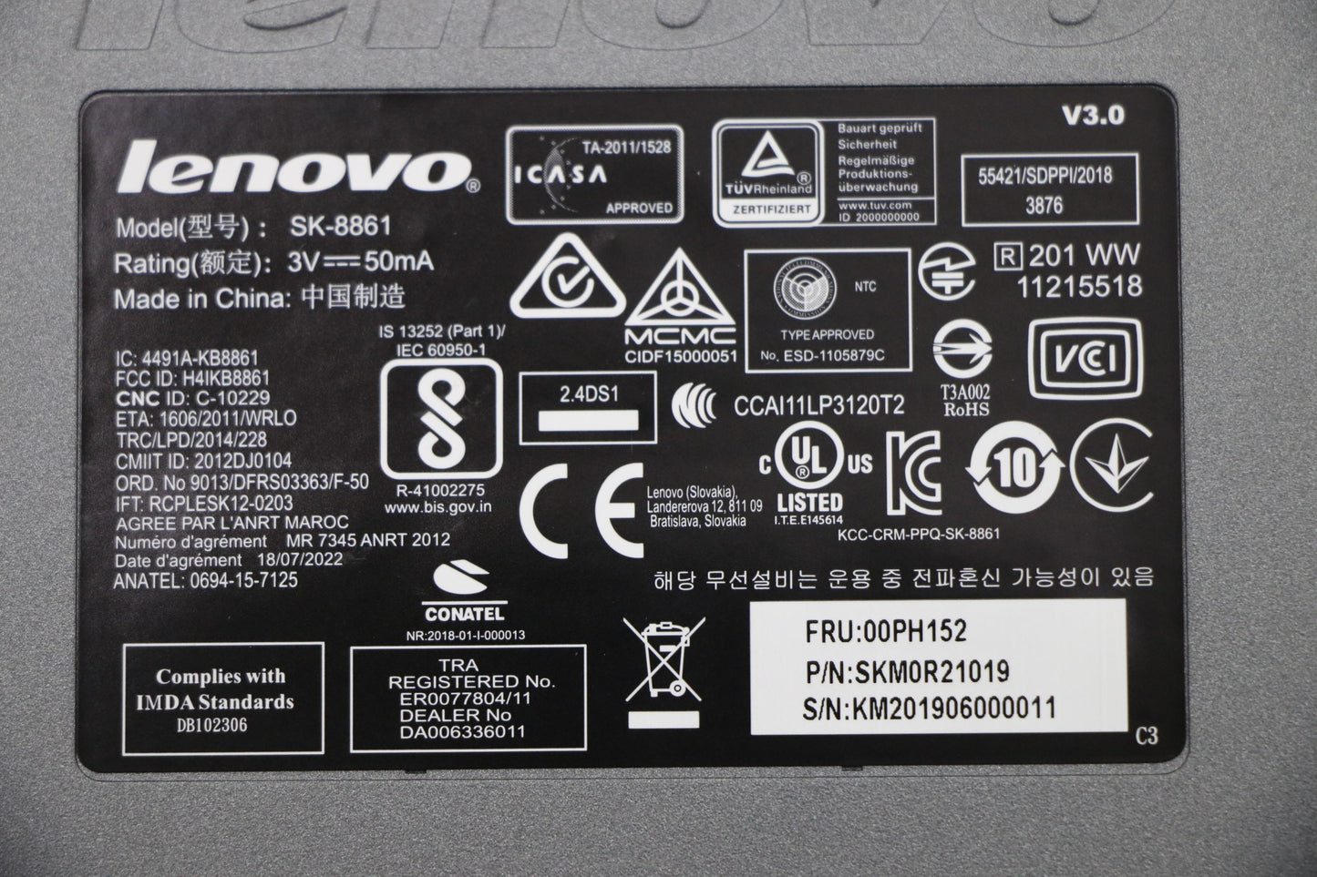 Lenovo Liteon Sb8861 2.4G Km Kit Iron - 00PH152