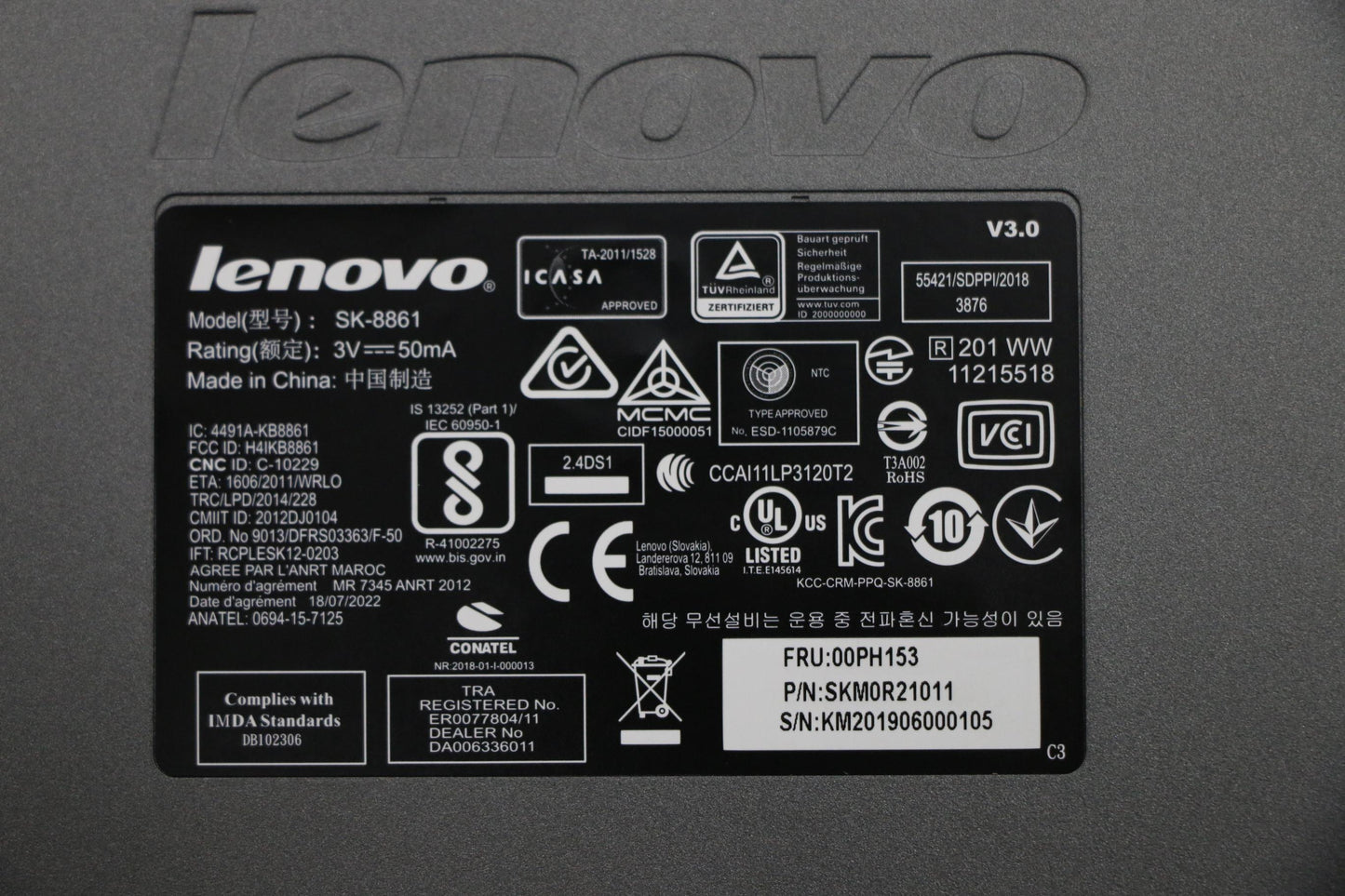 Lenovo Liteon Sb8861 2.4G Km Kit Iron - 00PH153