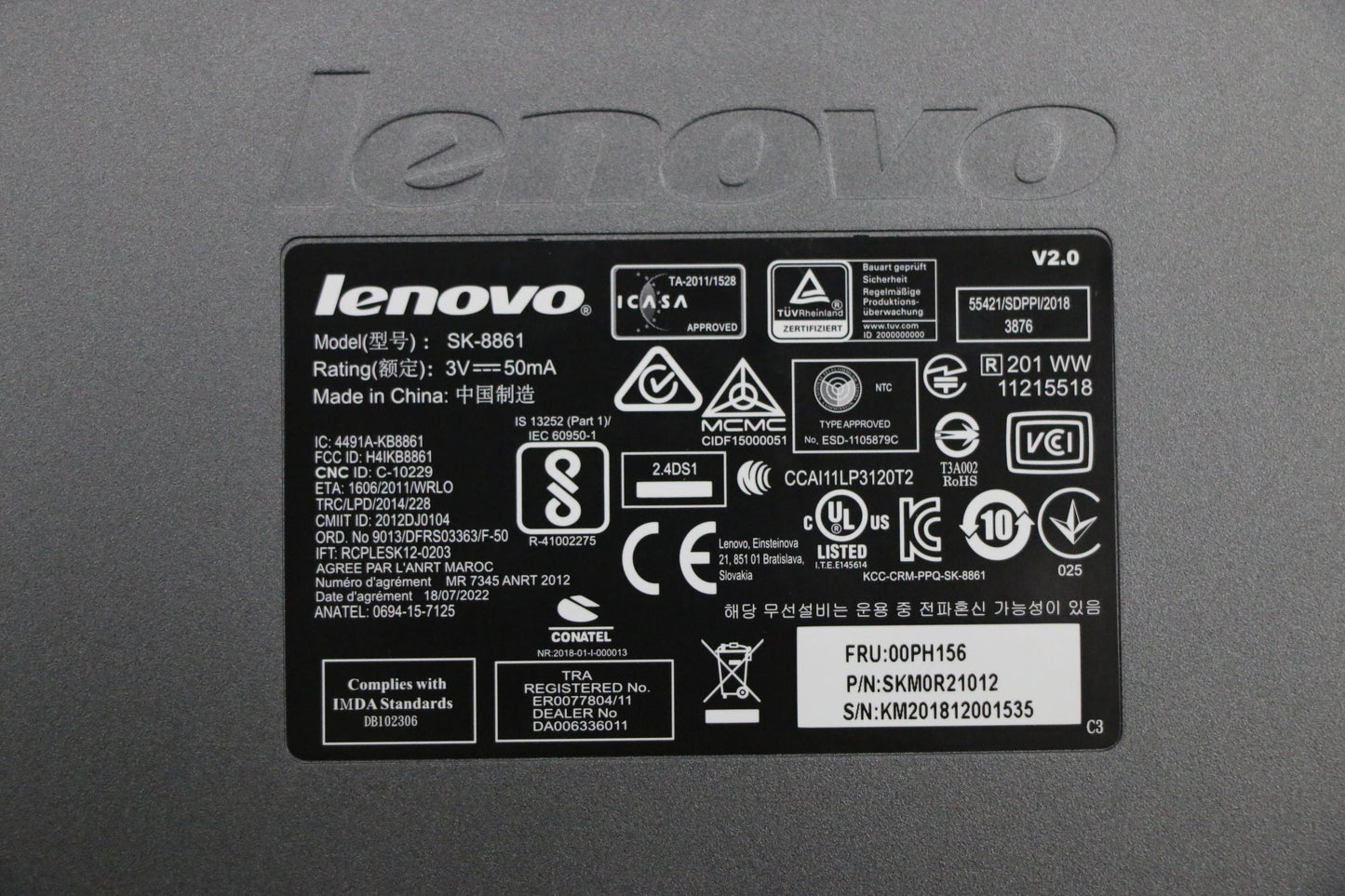 Lenovo 00PH156 Liteon Sb8861 Iron Grey De