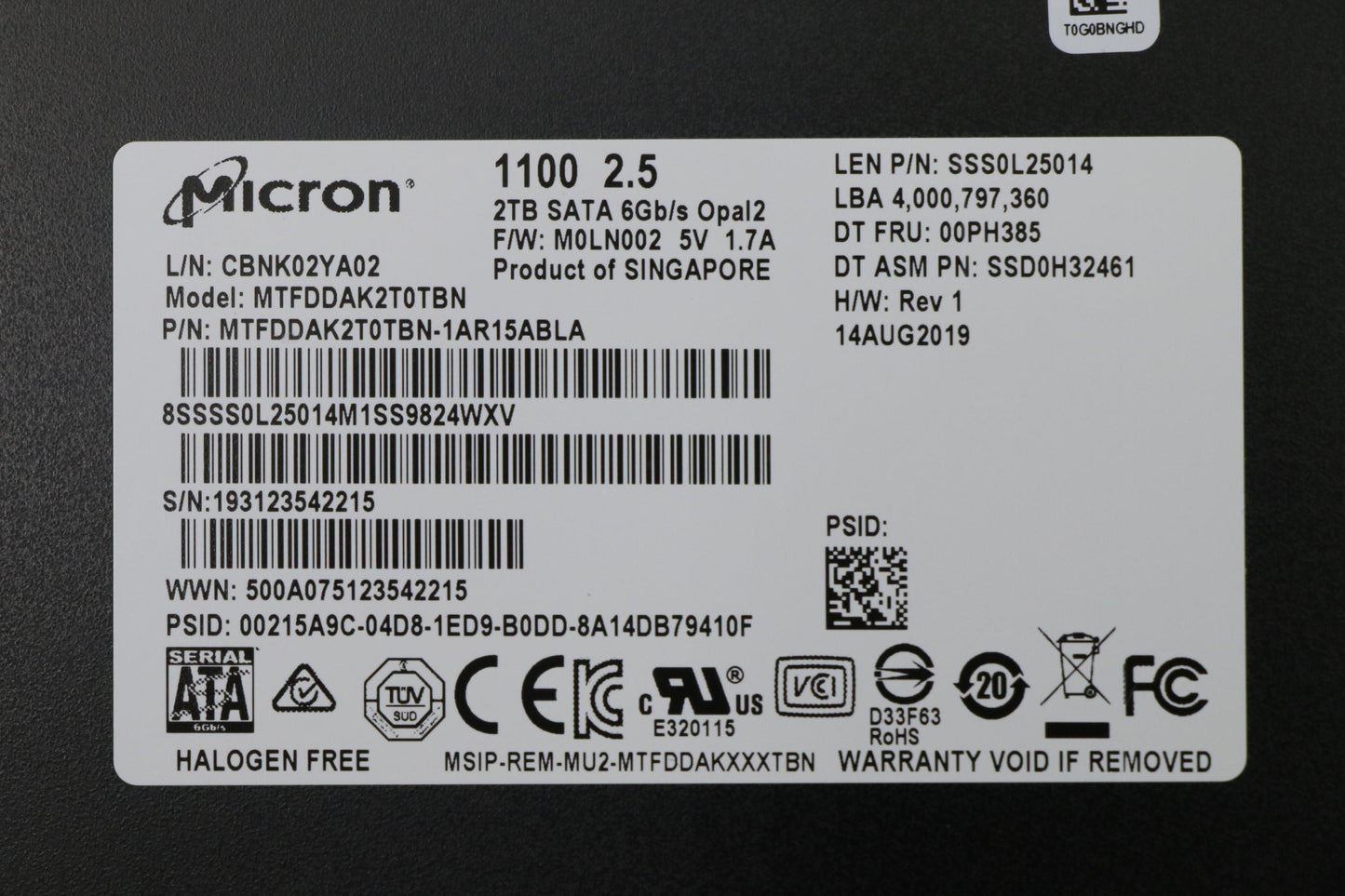 Lenovo Mic 1100 2Tb 2.5 Opal - 00PH385