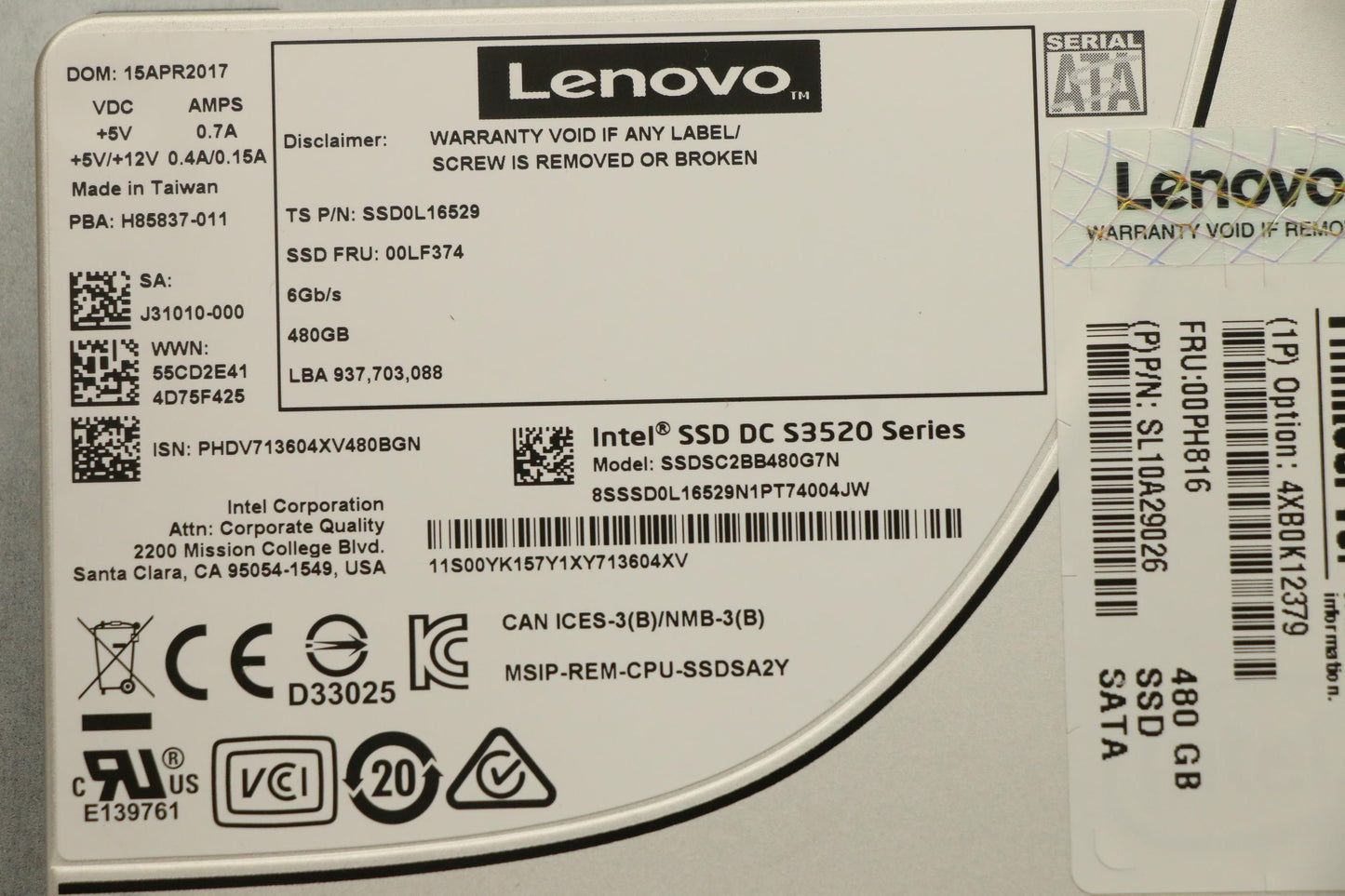 Lenovo Nhs480Gsata6Gssdw/35T - 00PH816