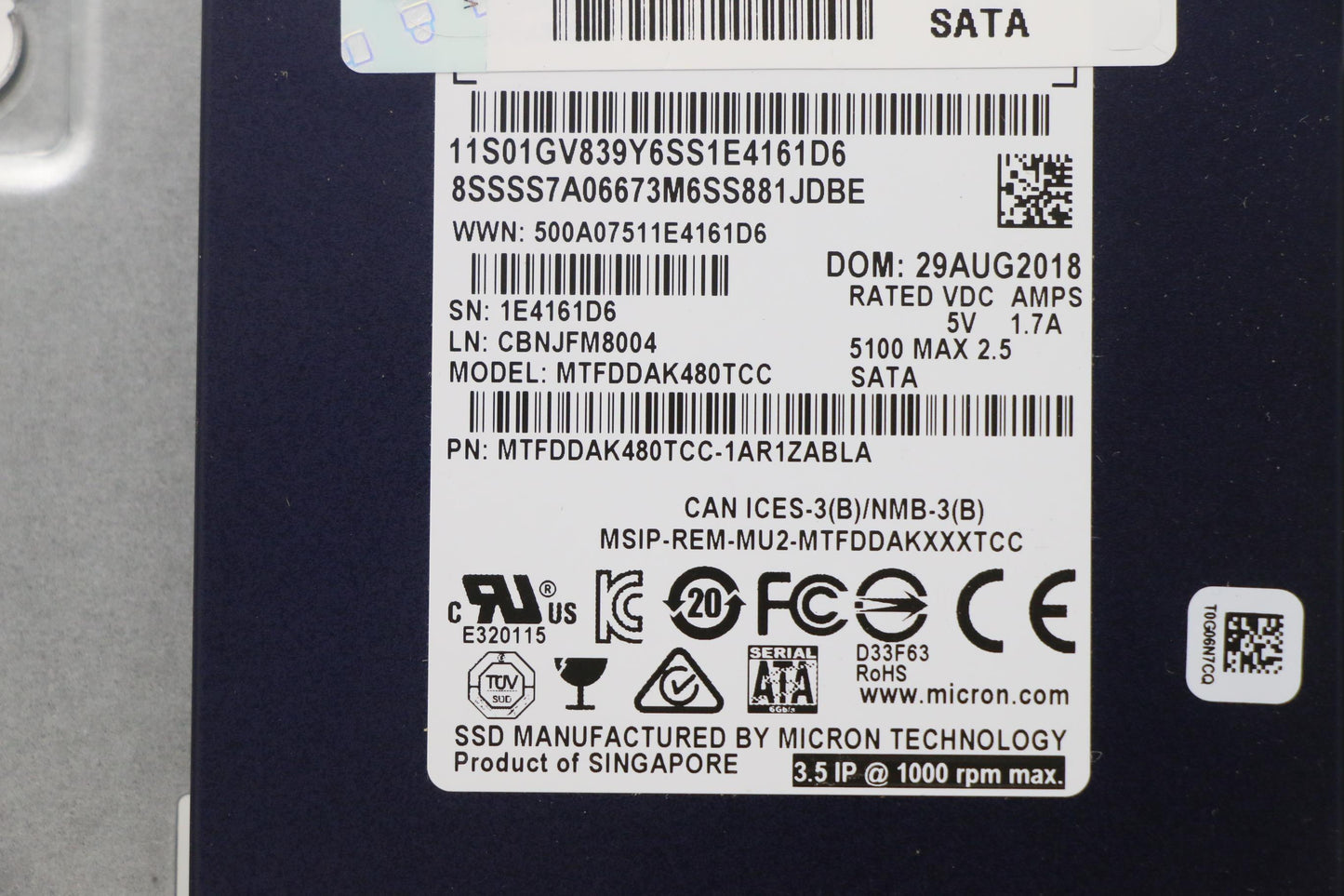 Lenovo Nhs 480Gb 6Gb Sata 2.5-Inch As - 00PH908