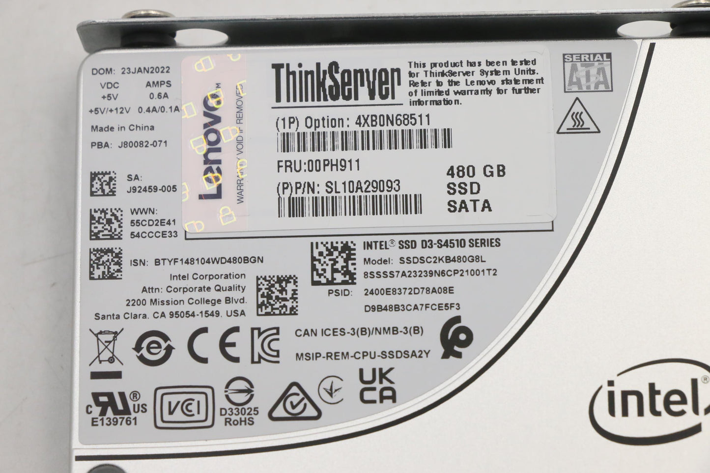 Lenovo Nhs 480Gb 6Gb Sata 2.5-Inch As - 00PH911