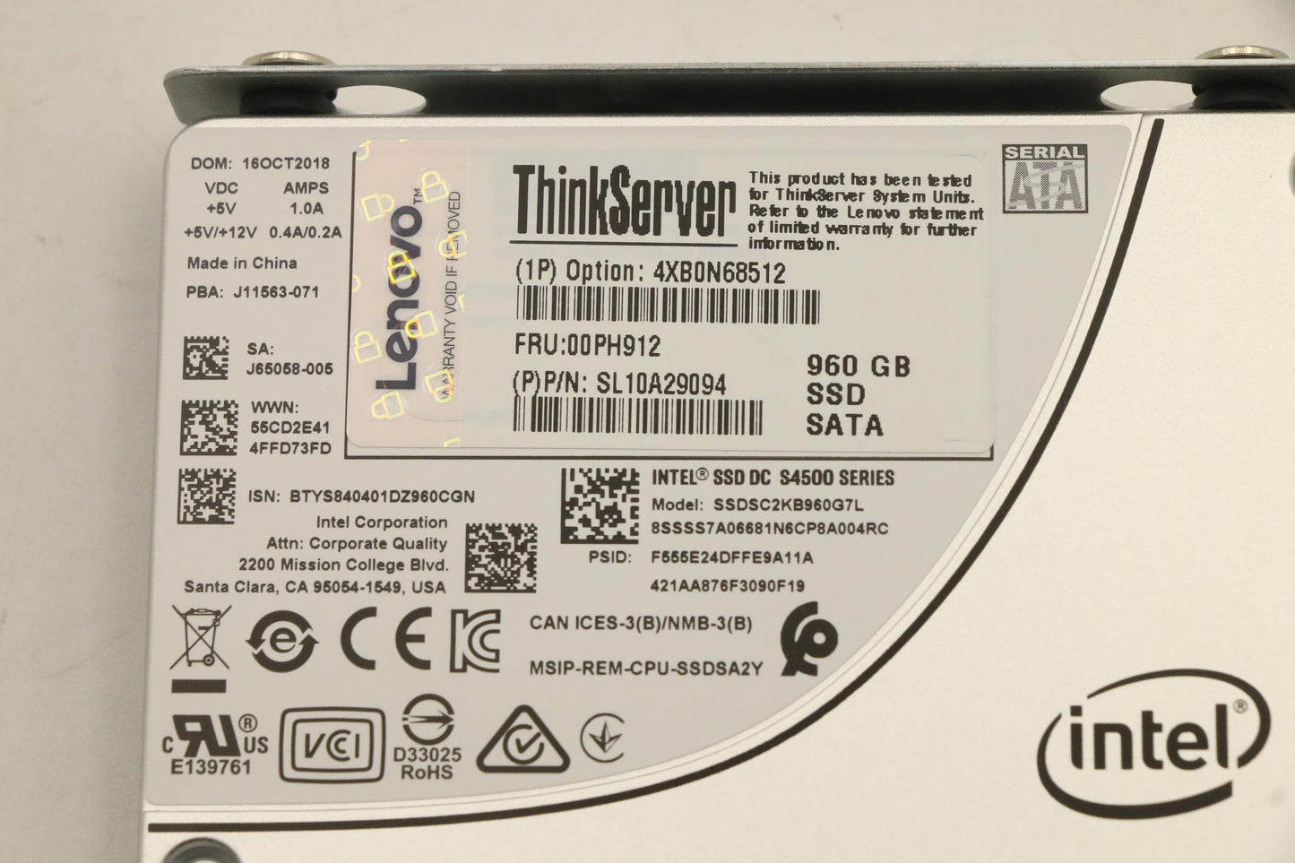 Lenovo Nhs 960Gb 6Gb Sata 2.5-Inch As - 00PH912