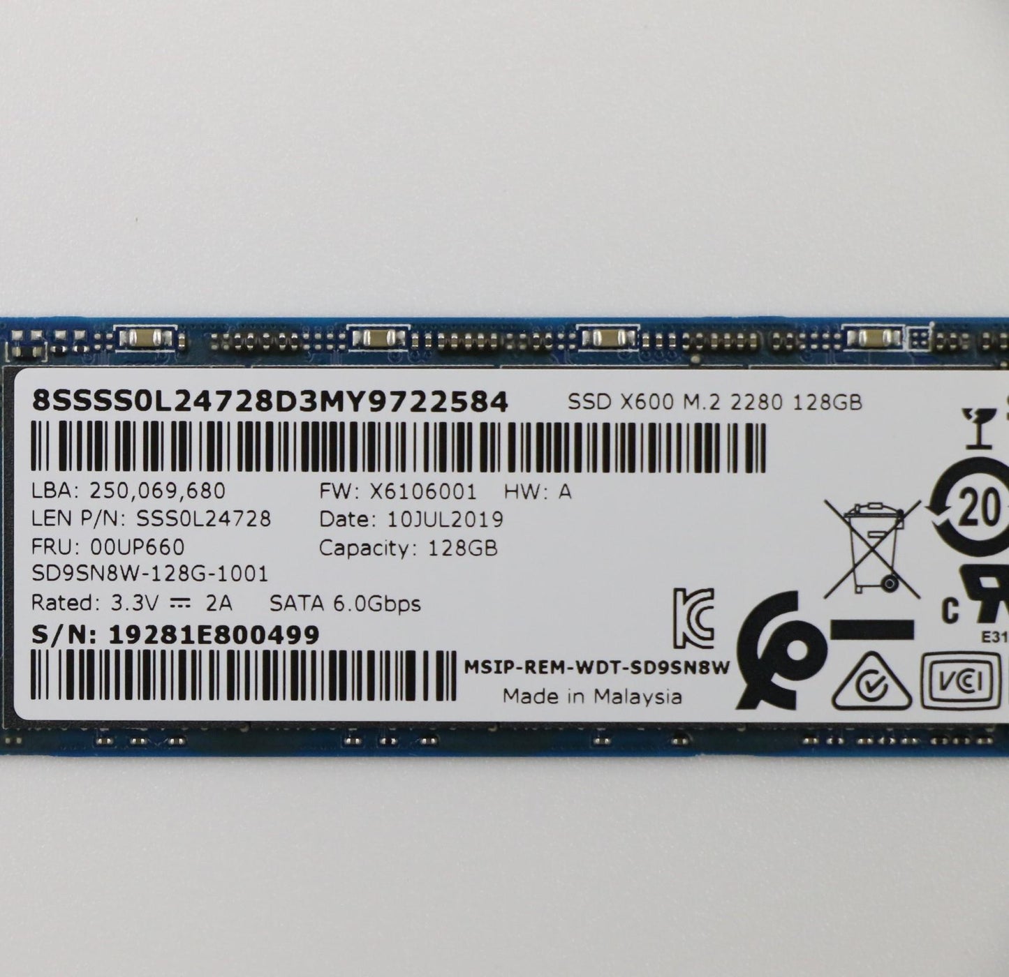 Lenovo (00UP660) 128GB M.2 SATA SSD, Sandisk