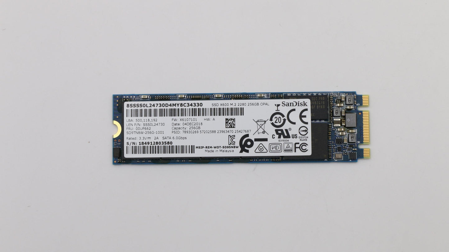 Lenovo Ssd_Asm 256Gm.22280Sata6Gsdkop - 00UP662