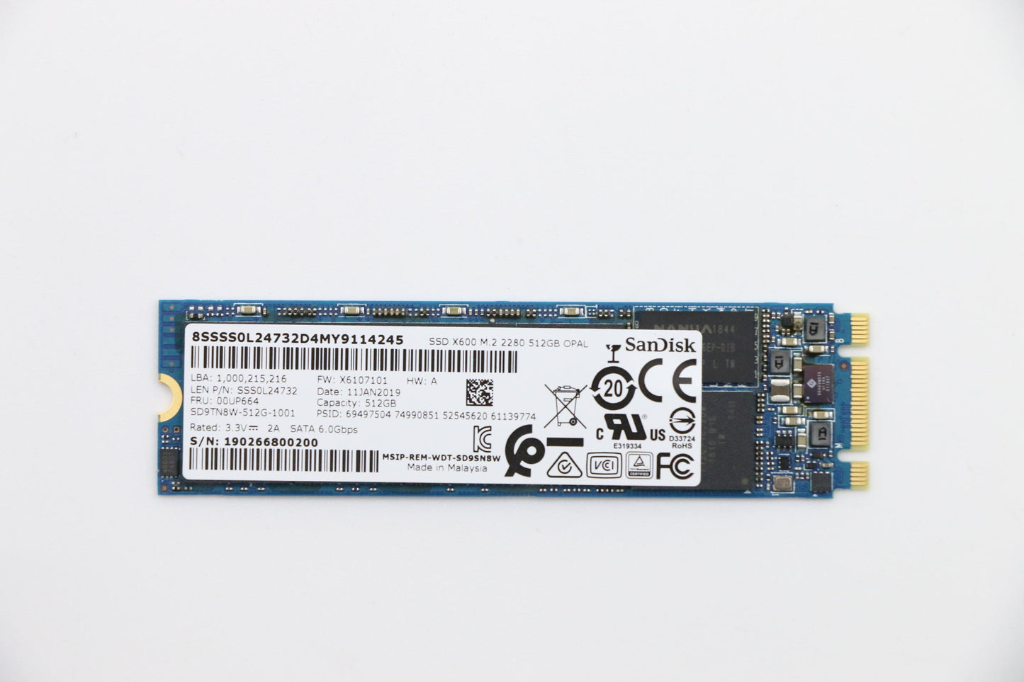 Lenovo 512Gm22280Sata6Gsdkopal - 00UP664