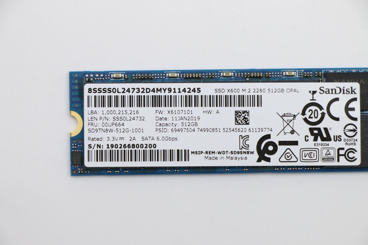 Lenovo 512Gm22280Sata6Gsdkopal - 00UP664