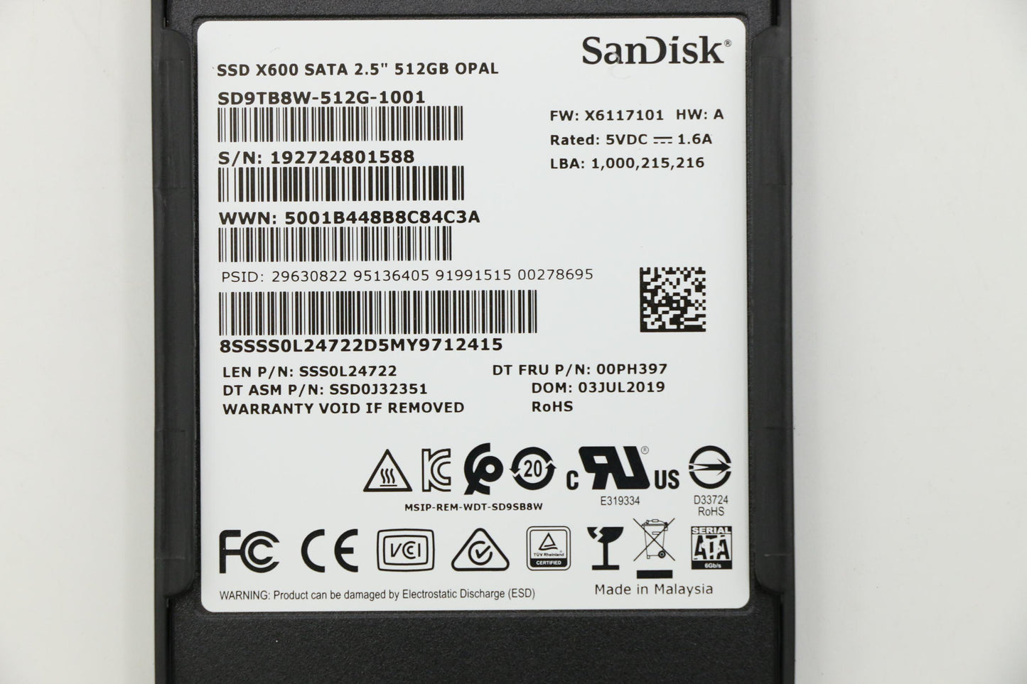 Lenovo 512G257Mmsata6Gsdkopal - 00UP670