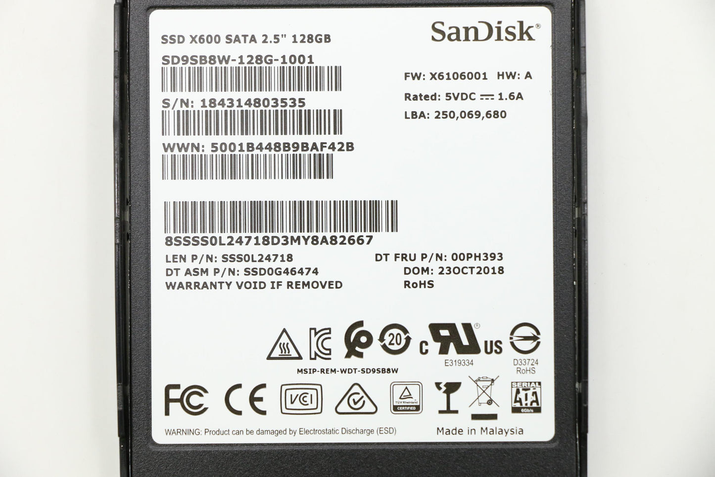 Lenovo 128G257Mmsata6Gsdkstd - 00UP671