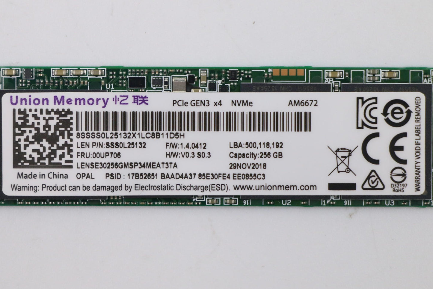 Lenovo (00UP702) SSD, 256GB, M.2, 2280, PCIe 3x4, OPAL, Intel