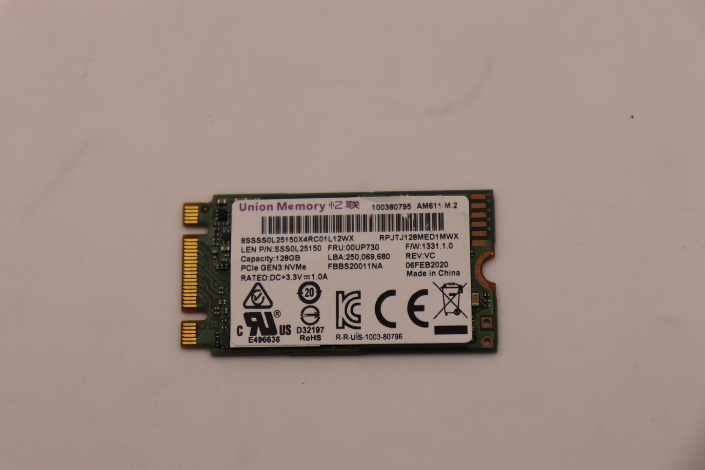 Lenovo 128G M.2 2242 Pcie3X2 Umis Std - 00UP730
