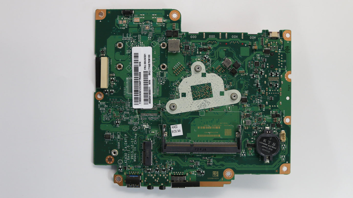 Lenovo Mb Assembly Uma J3160 Win W/Rt - 00UW331