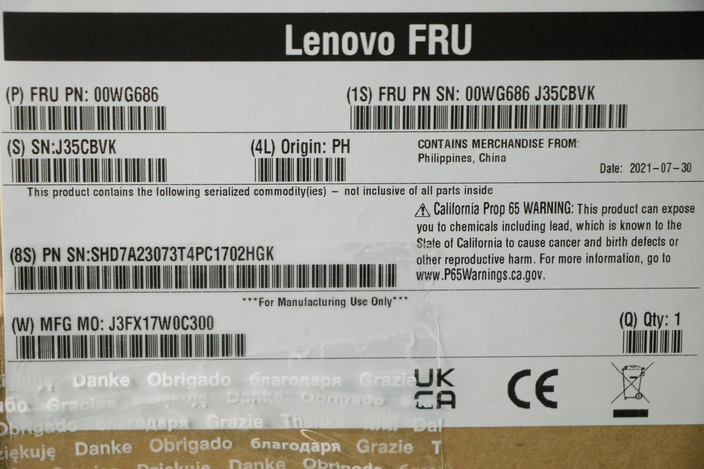 Lenovo Discontinued - 00WG686