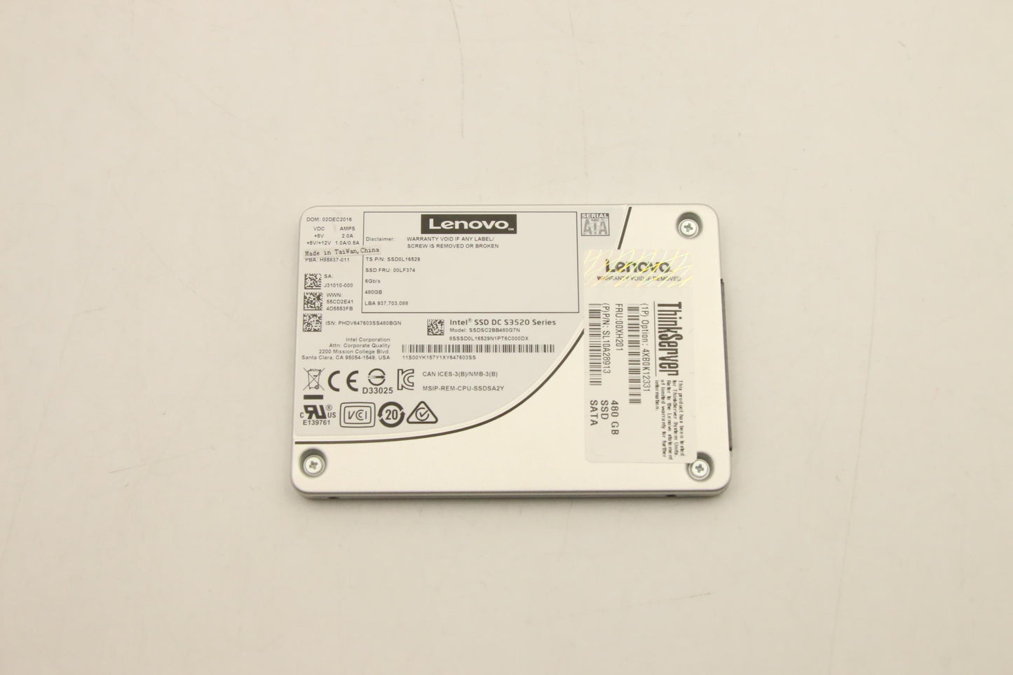 Lenovo Ssd Asm Nhs 480Gb 6Gb Sata 2.5 - 00XH201