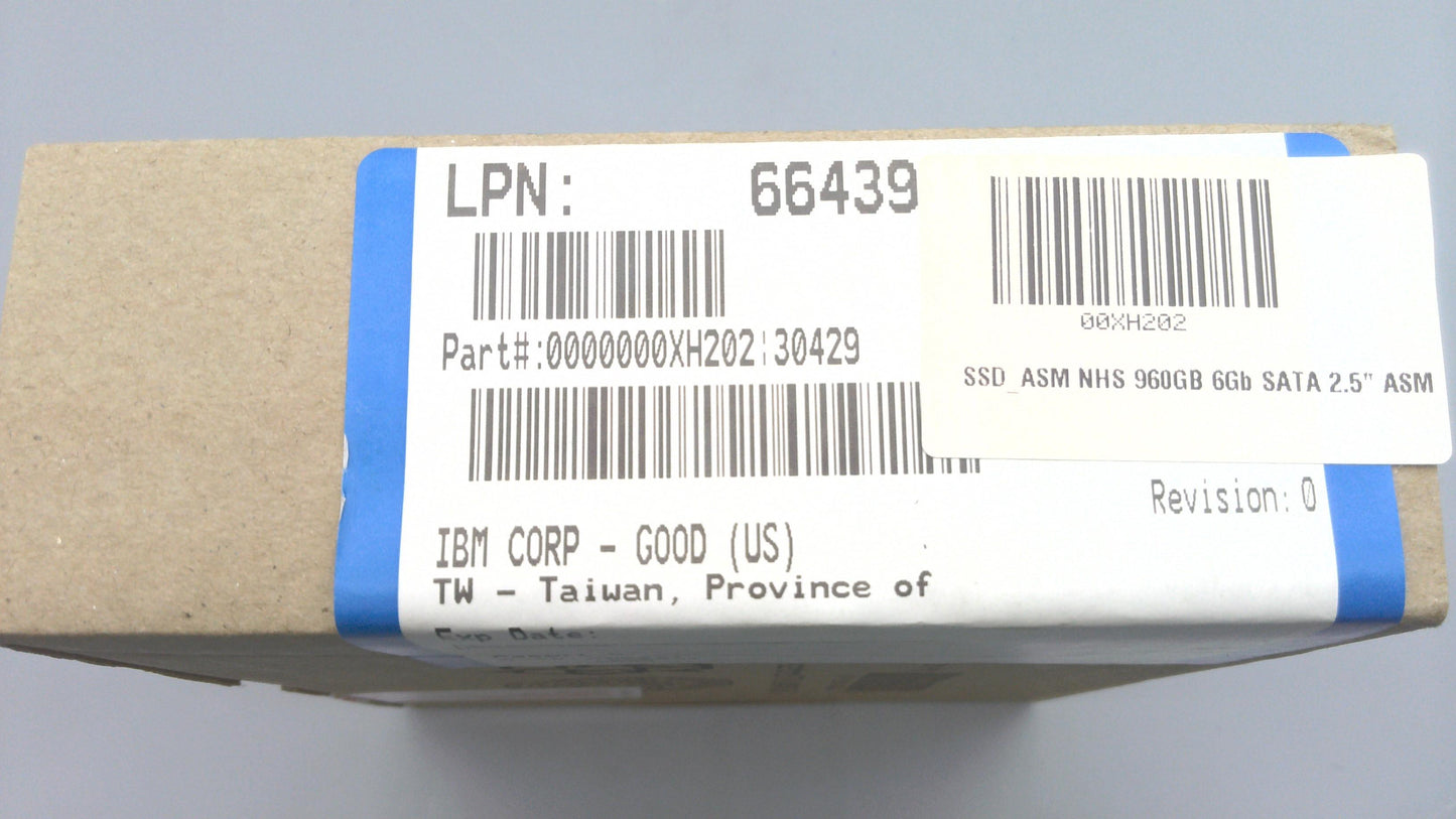 Lenovo Ssd Asm Nhs 960Gb 6Gb Sata 2.5 - 00XH202