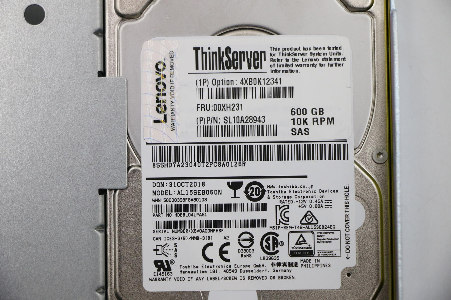 Lenovo Hdd Asm Hs 600Gb Sas 10K , 12G - 00XH231