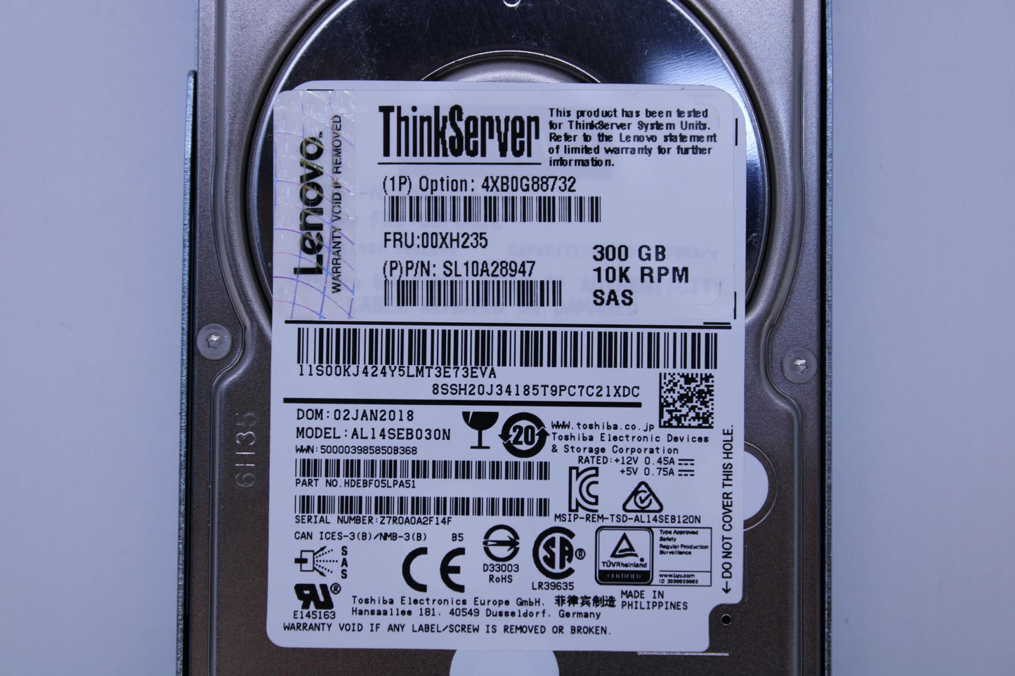 Lenovo Hdd Asm Hs 300Gb Sas 10K, 12Gb - 00XH235