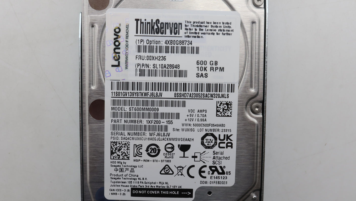 Lenovo Hdd Asm Hs 600Gb Sas 10K 12Gb/ - 00XH236